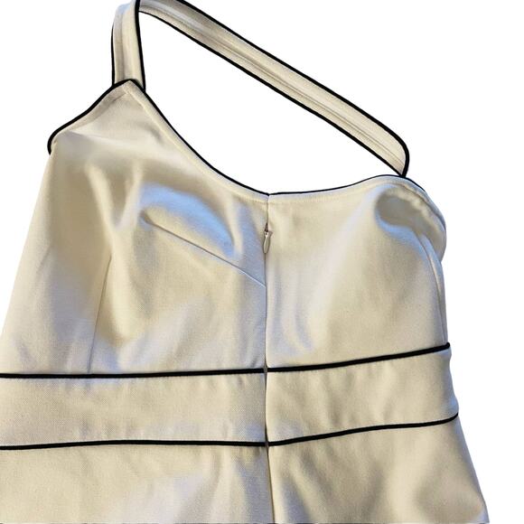 Ann Taylor White Black Piped Pique Ponte Tank, Sz L - Picture 6 of 8